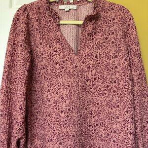 LOFT Women's Burgundy Floral Blouse